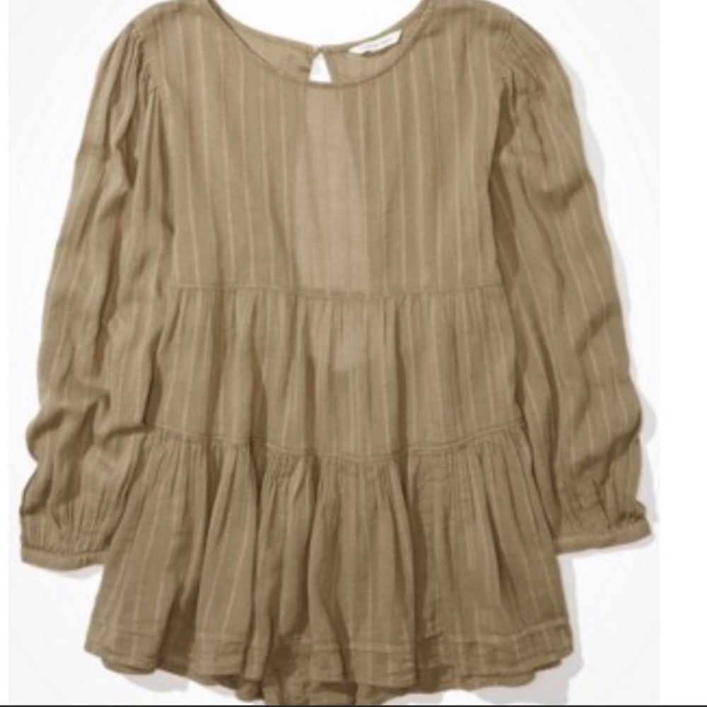 American Eagle Long Sleeve Tiered Babydoll Top